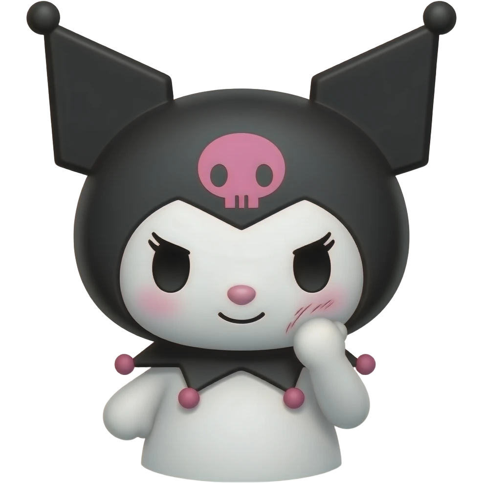 brown skin tone kuromi scratching her skin emoji