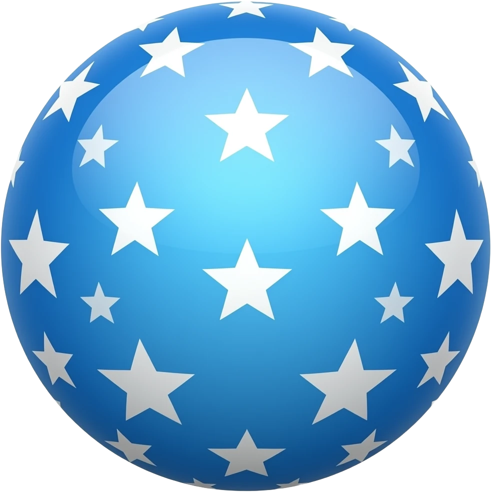 blue bouncy ball with stars emoji