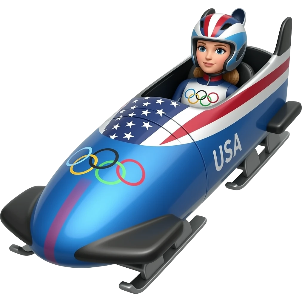 USA Olympic Bobsled with female inside emoji