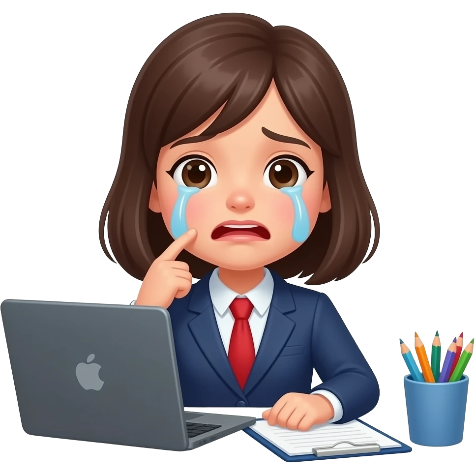 Девушка Плачет на работе в хаусе emoji