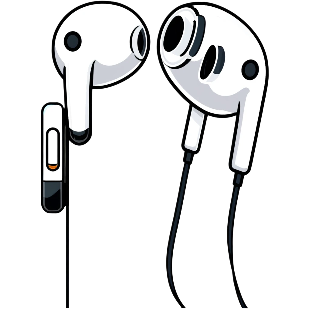 White Apple EarPods with cord and microphone emoji