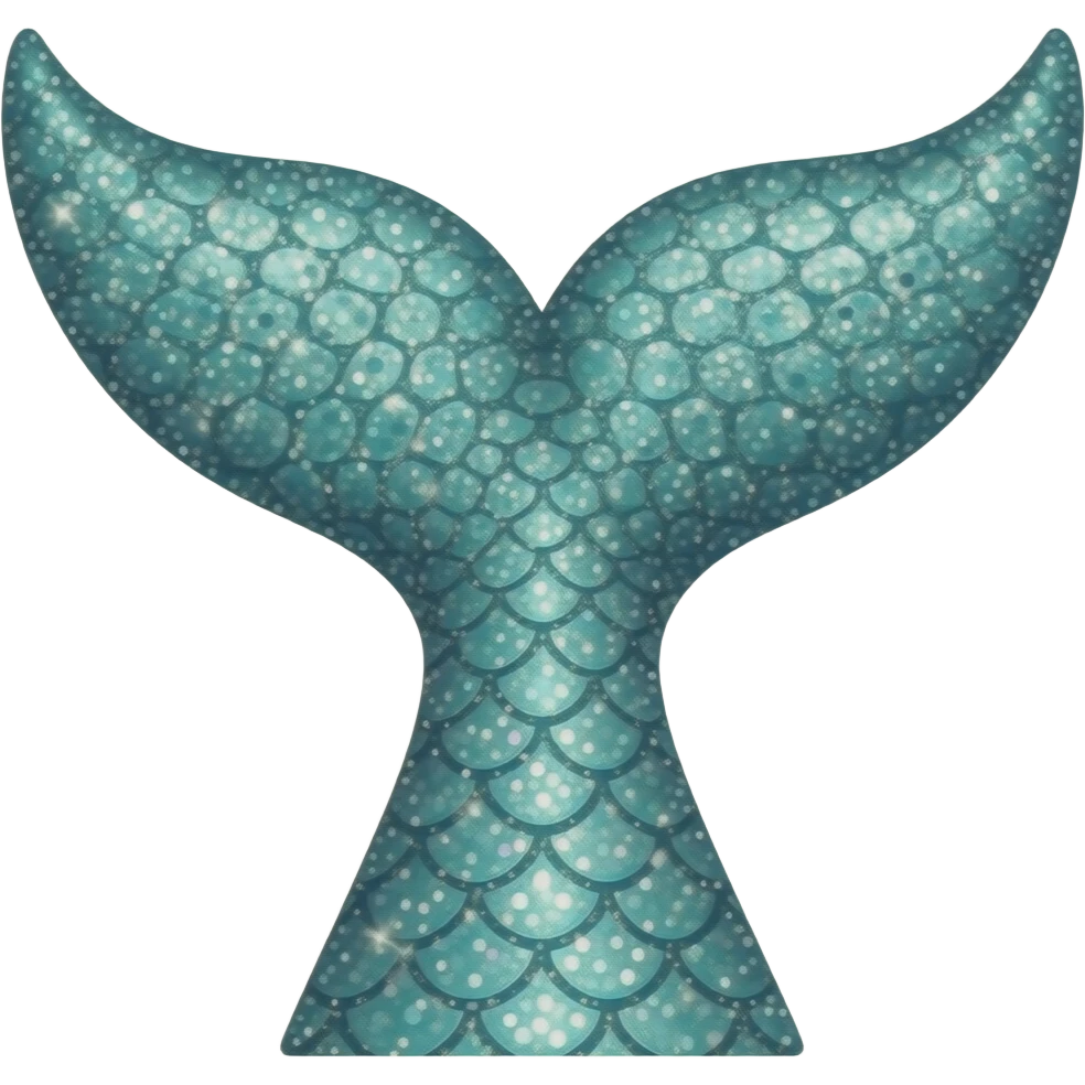 turquoise whale tail with scales and bling emoji