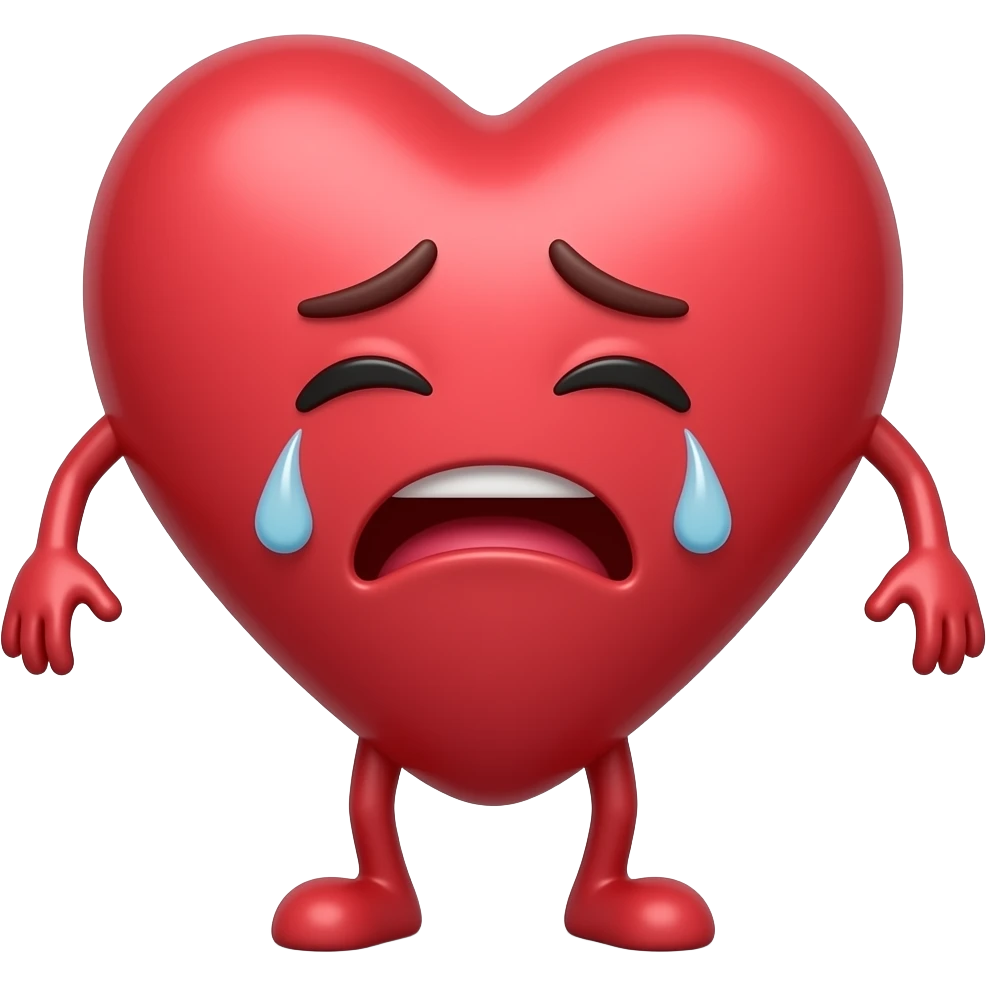 A heart with legs and arms that is hurting emoji