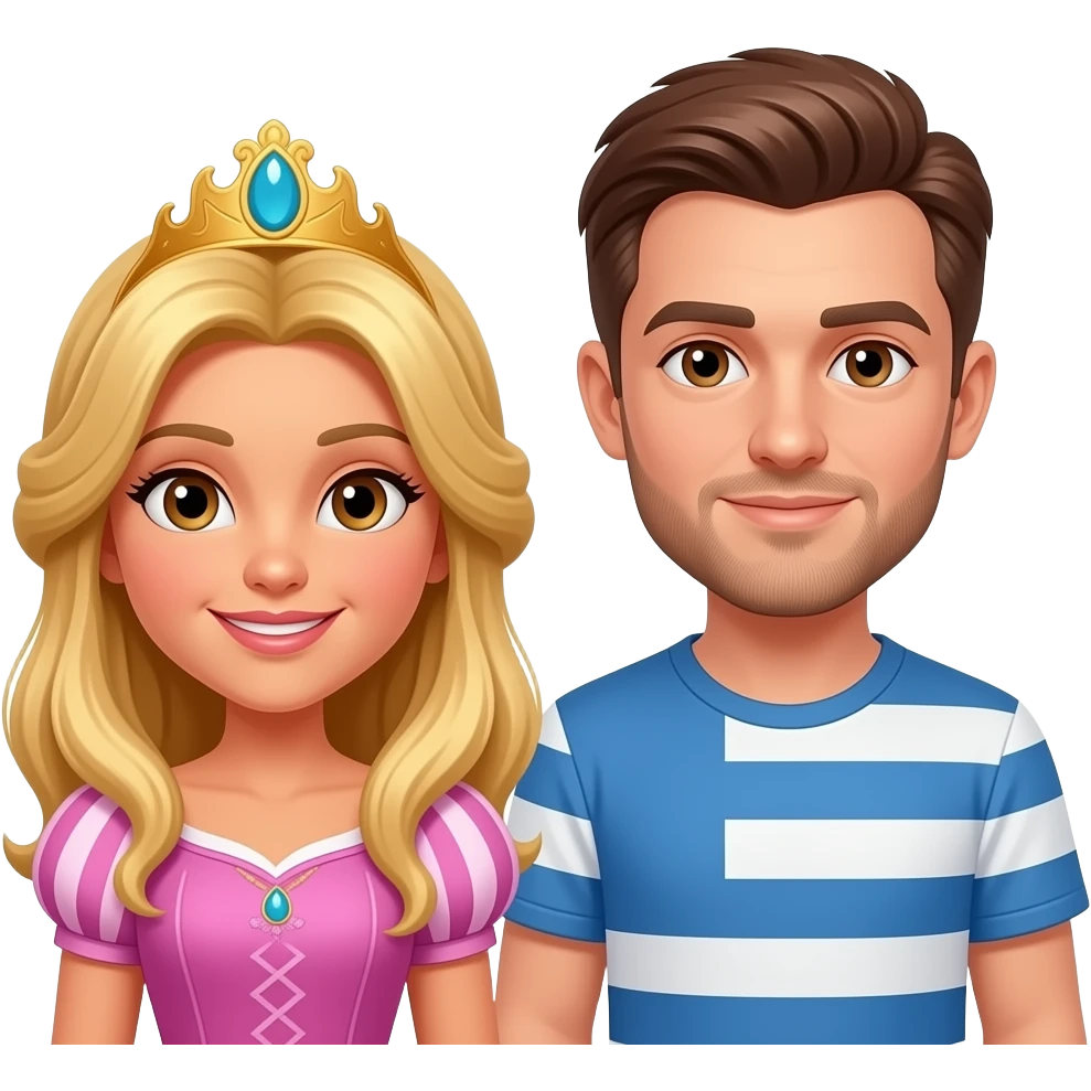 Princess Laila, blond-brunette, brown eyes, Australian with Greek tall guy Harris emoji