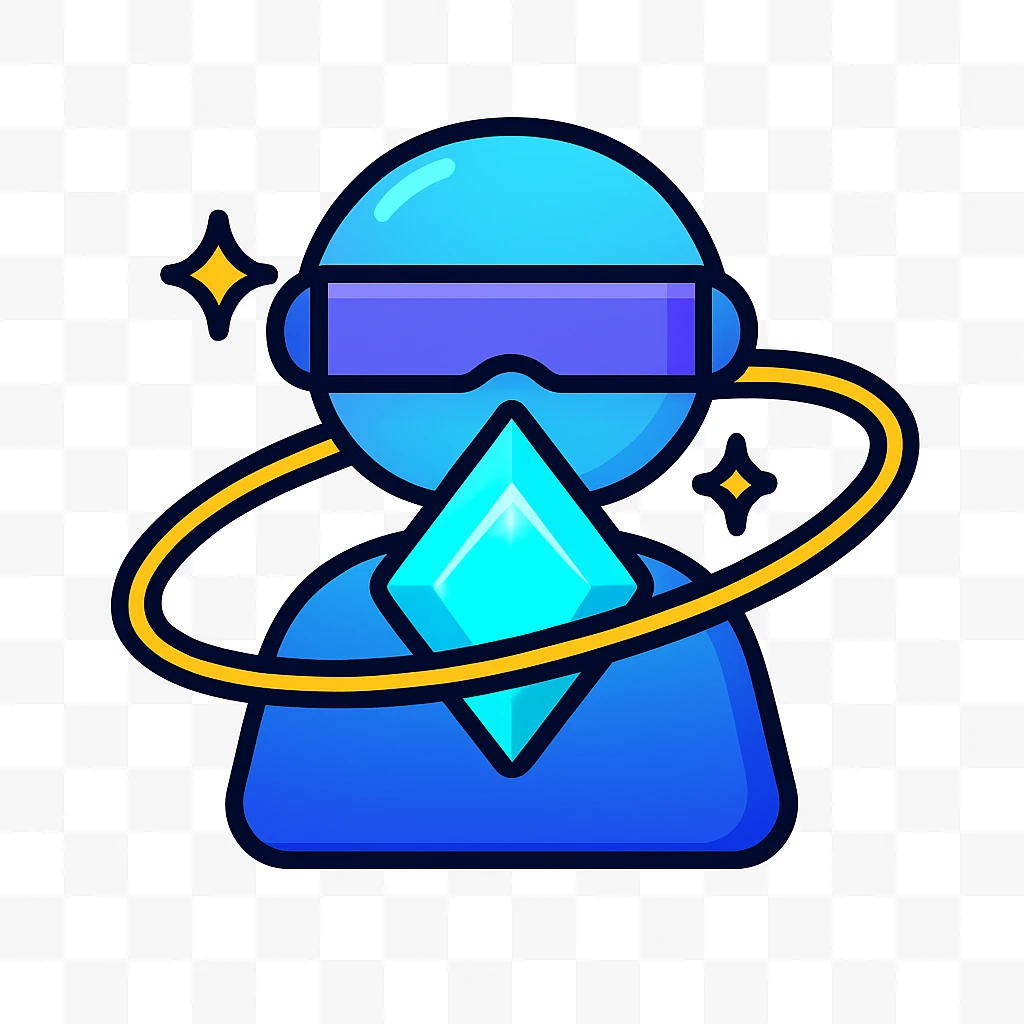 futuristic assistant logo icon, glowing crystal core, swirling tech orbits, metallic and glowing gradients, spark energy effect, dark background, ultra clean vector style, no text, centered, 1:1 aspect ratio emoji