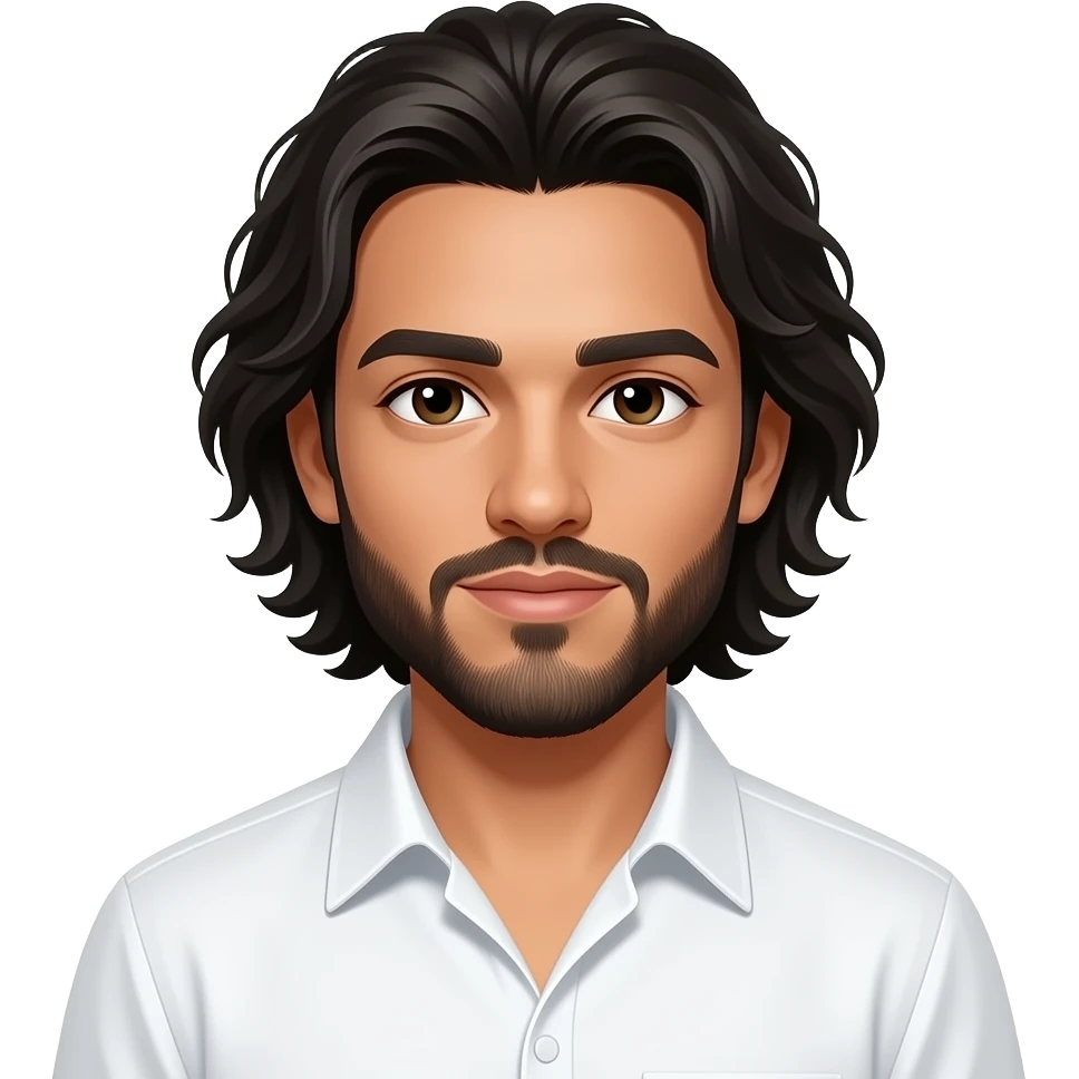 Maluma pelo largo  con barba y con camiseta blanca emoji