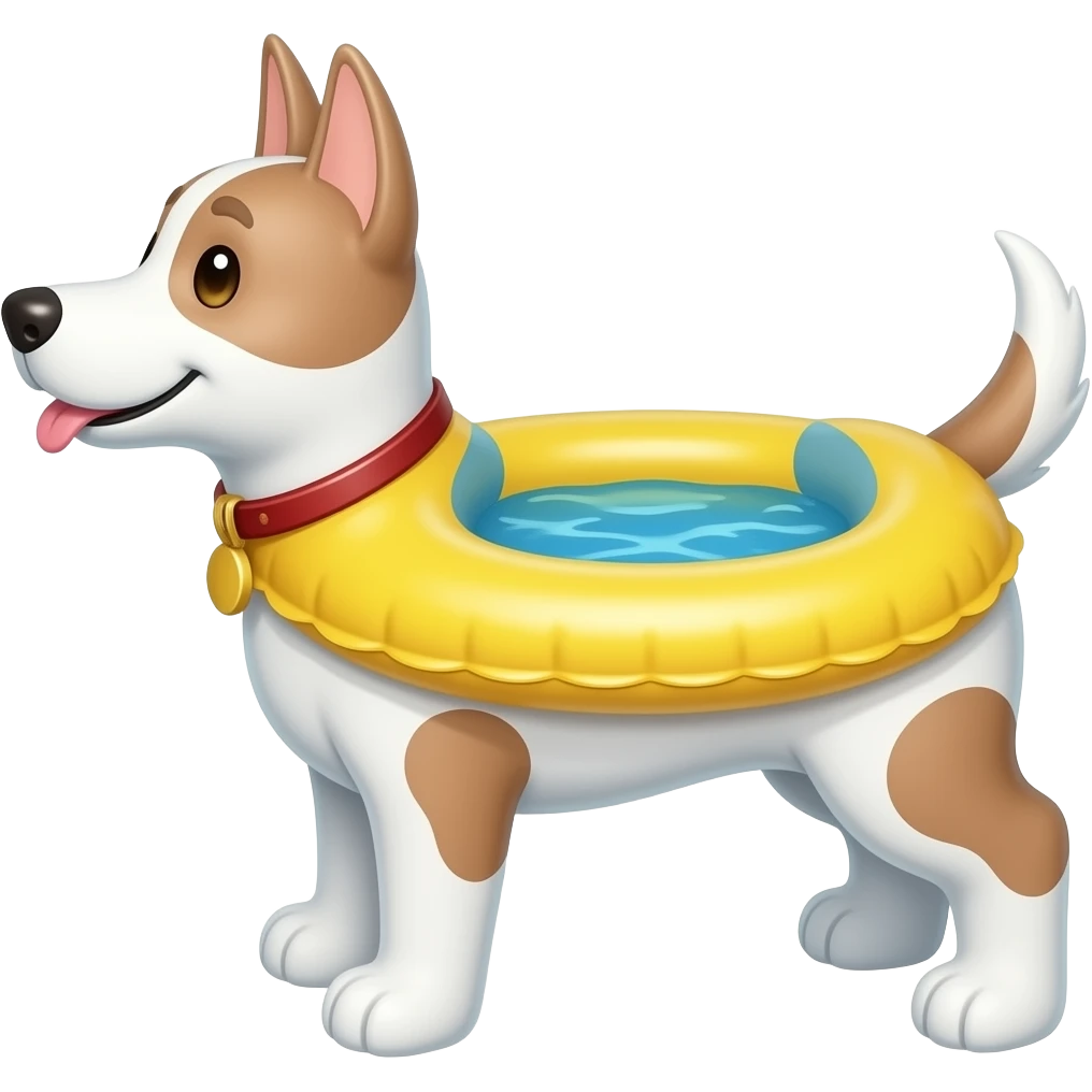make a dog using a inflatable pool float, make it in an emoji style emoji