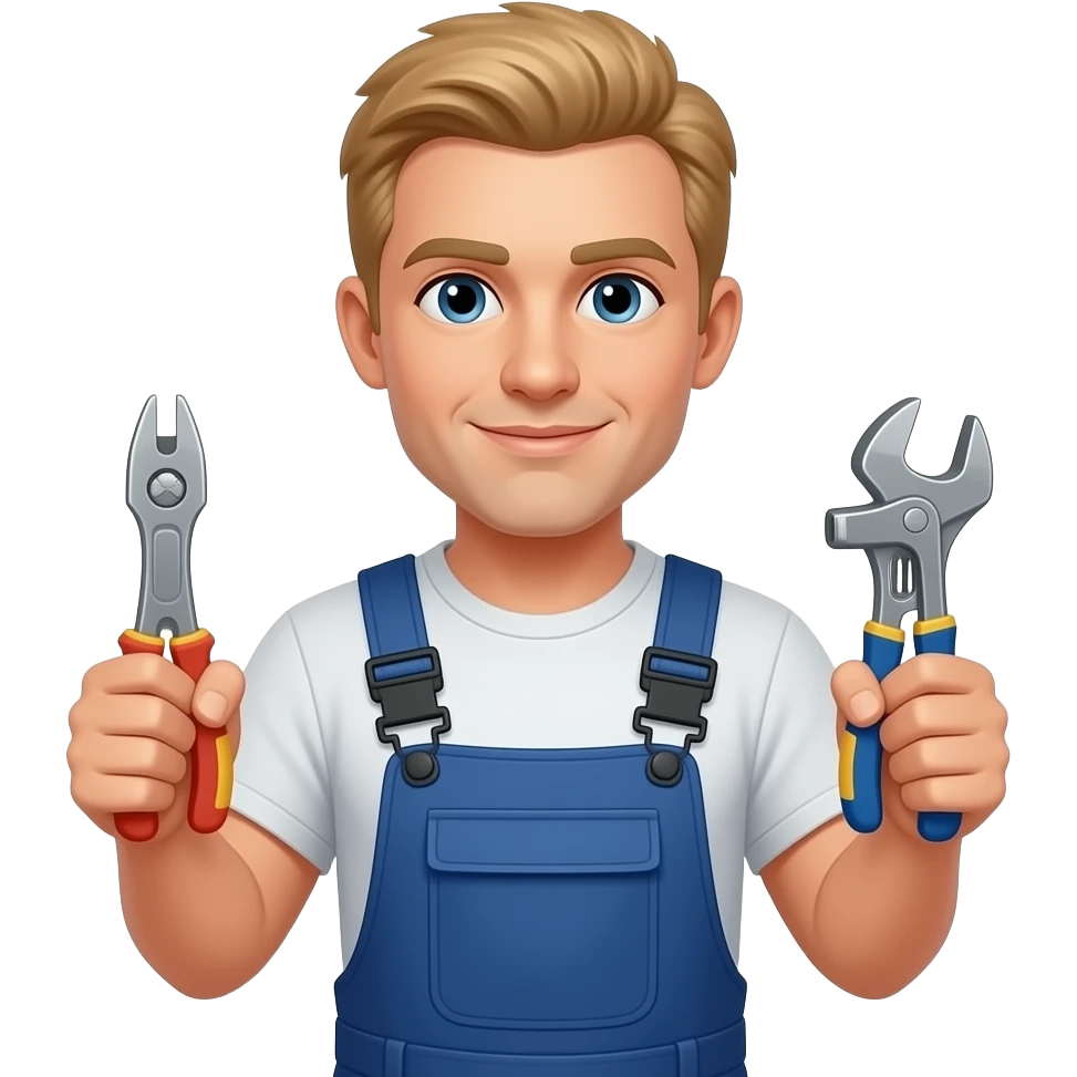male electrician with light hair have electrical tools emoji