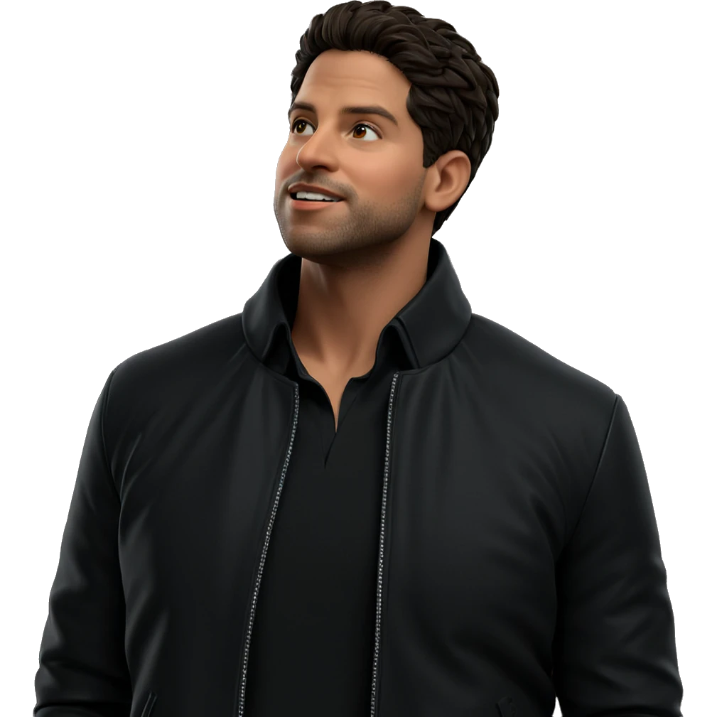 confident young man in jacket emoji