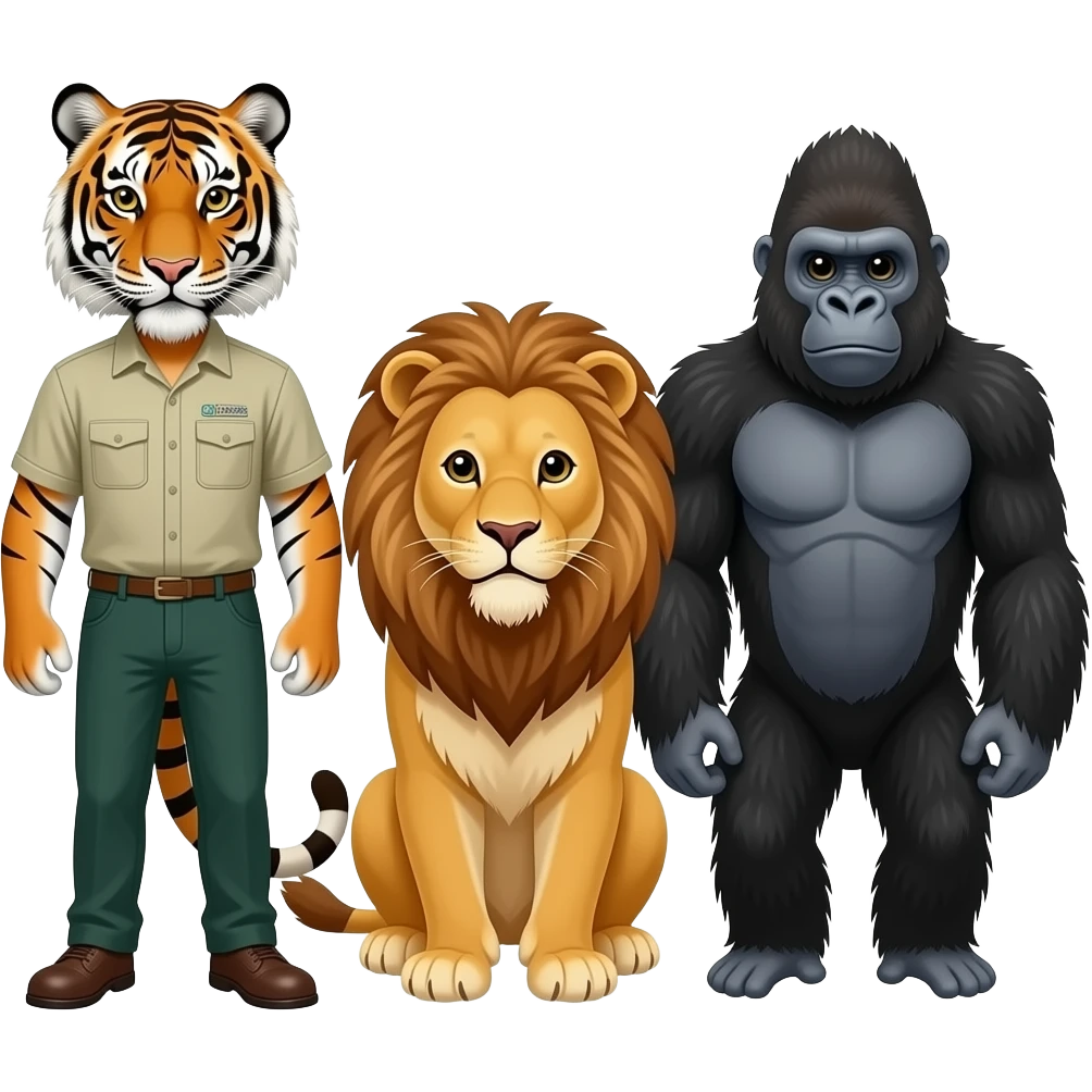 A male zookeeper with a tiger lion and gorilla emoji