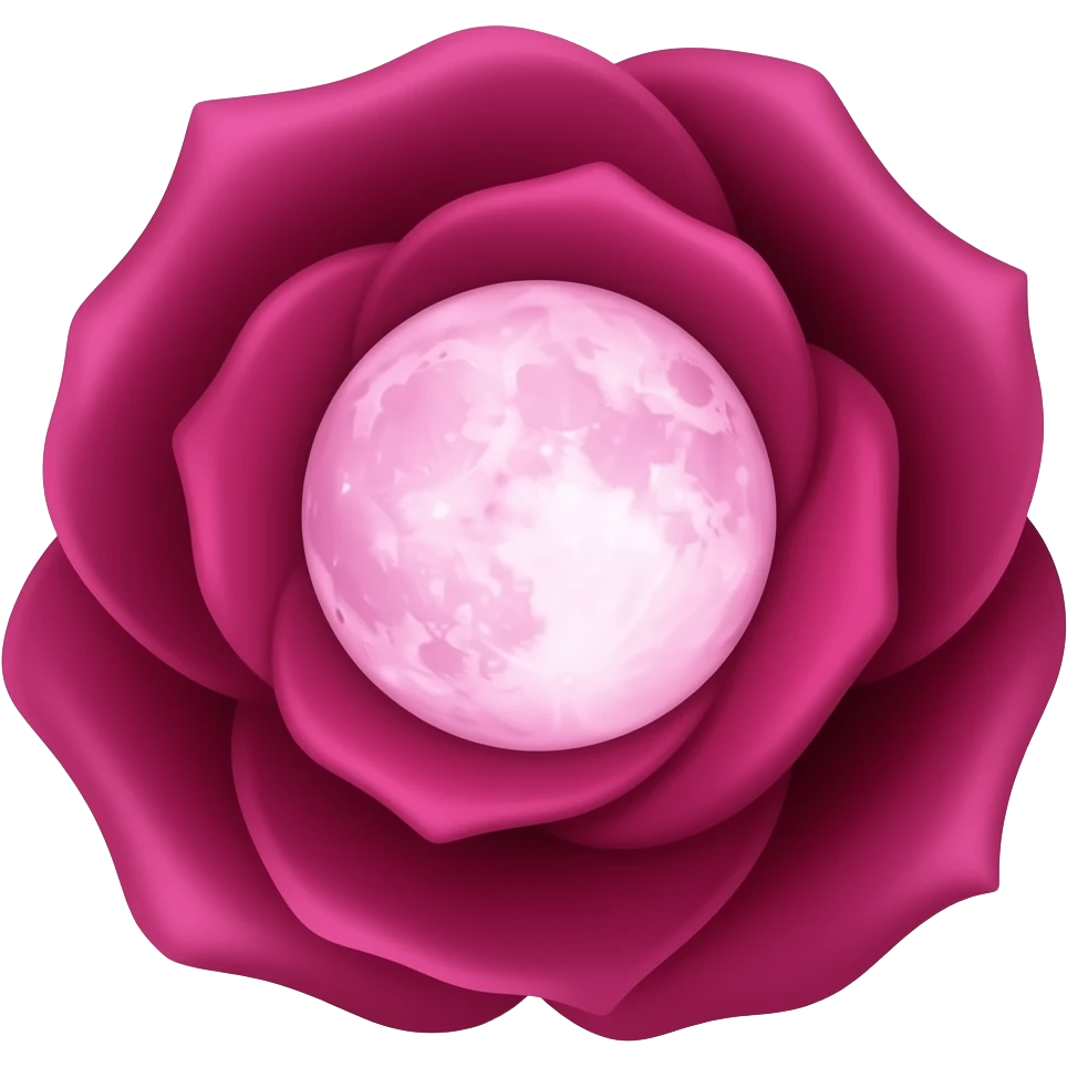 dark pink rose with a pink fullmoon inside emoji