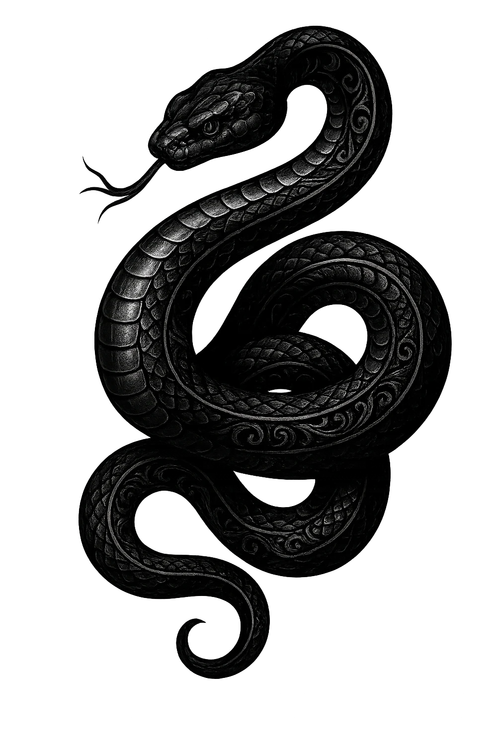 gothic snake, black and silver, intricate and mysterious, no background emoji
