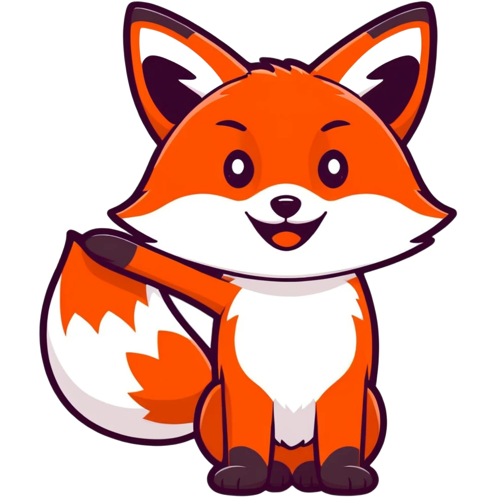 Red fox waving hi emoji