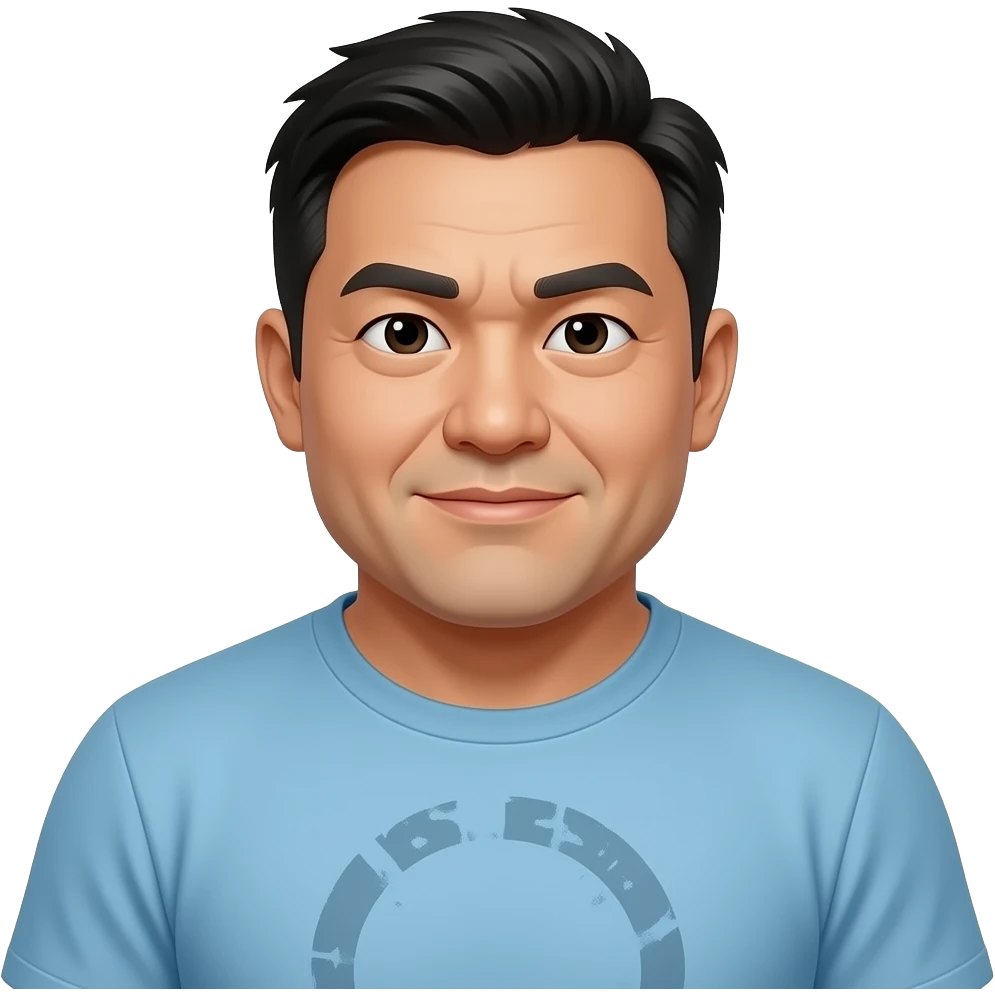 super ulgy aisan fat man wearing a light blue t-shirt emoji