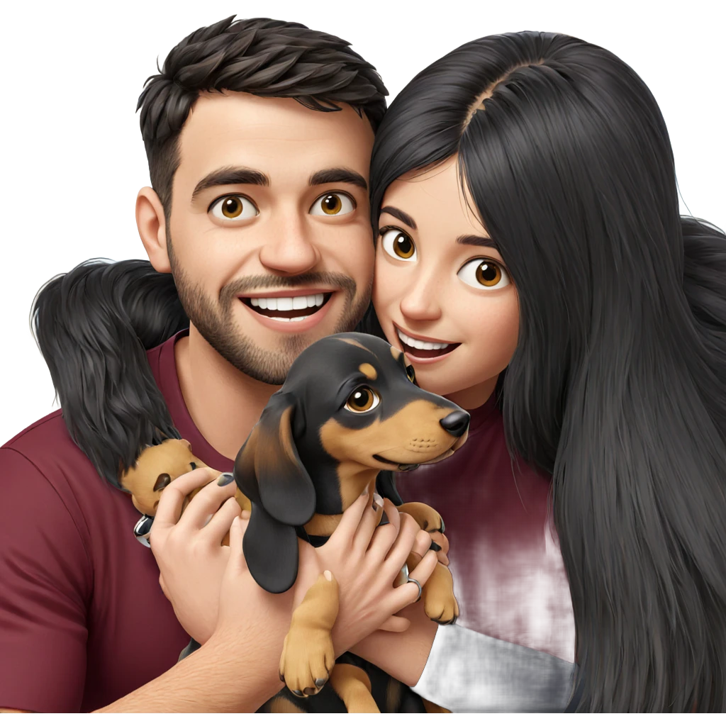 happy couple with their dog emoji