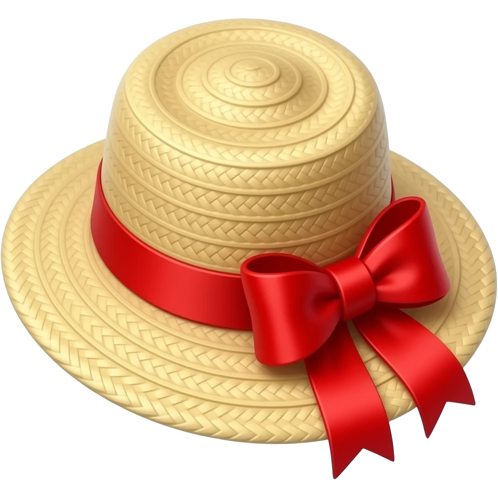 a straw hat with a red ribbon without the bow emoji