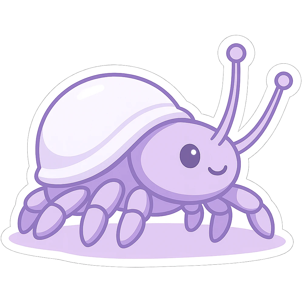 hermit crab should be light violet and the shell should be white, sticker style emoji