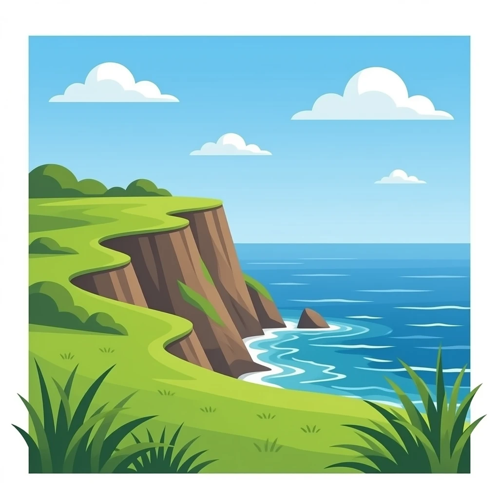 grassy cliff overlooking the sea viewed from the land emoji