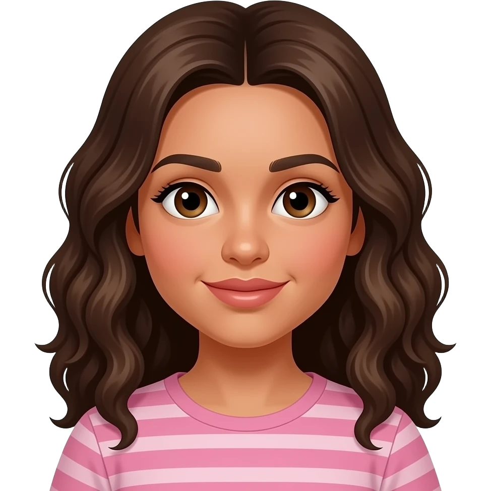 create a hispanic medium tone girl with a braid brown wavy hair with meidum type of lips and brown small eyes emoji