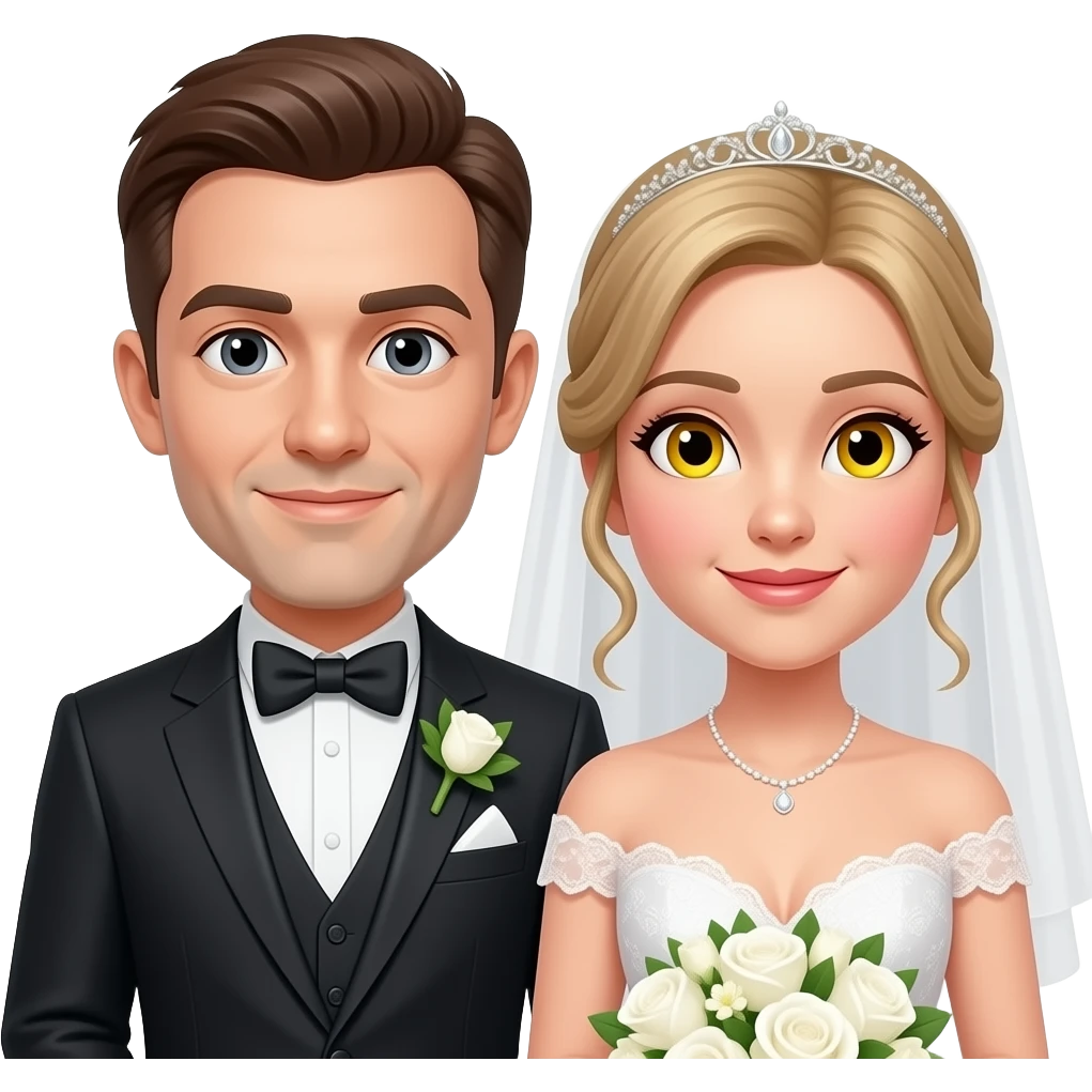 Hombre y mujer se casan mujer de ojos amarillos emoji