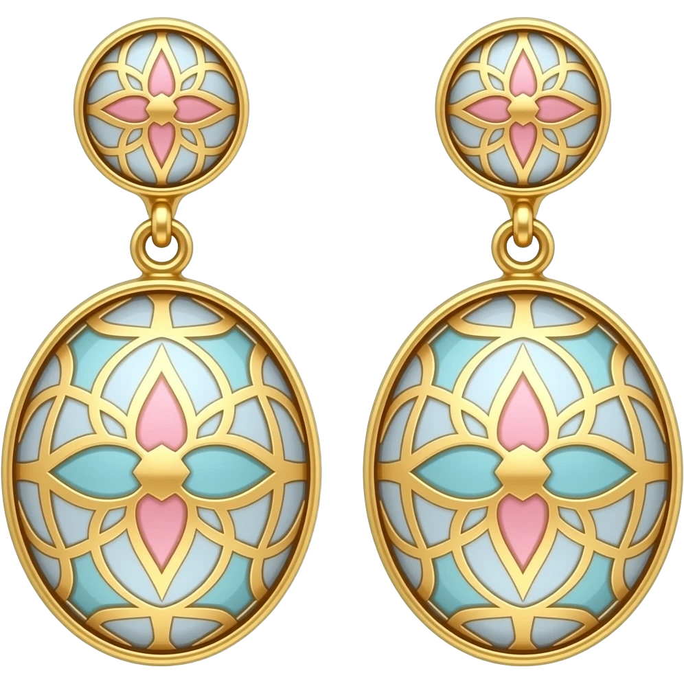 Dolce and Gabbana earrings with colourful pastel ornament print and golden detais emoji