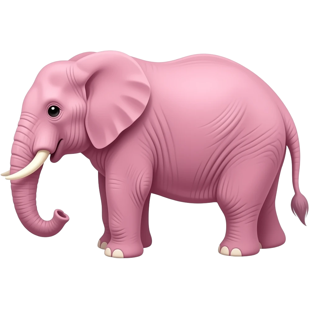 side view mature elephant pink color, transparent background emoji