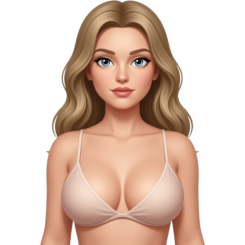 Blonde. Full body. Darker hair. Nude. Realistic nipples. Rounder boobs. Huge boobs. emoji