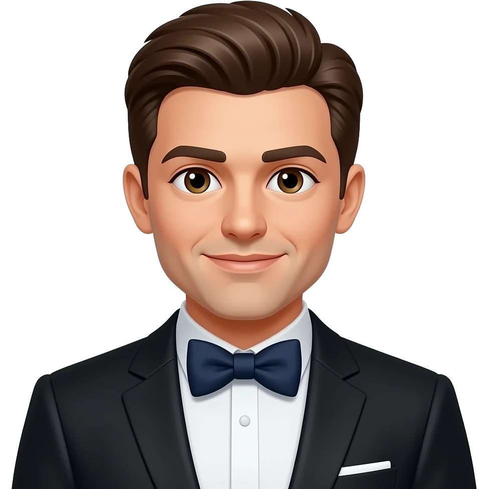 A man with brown hair and a bowtie emoji