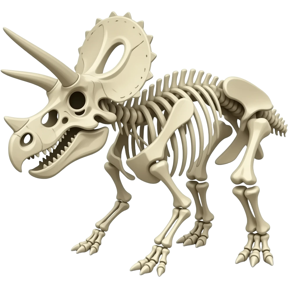 Bones (dinosaur), skeleton (triceratops), and feet (dinosaur) emoji