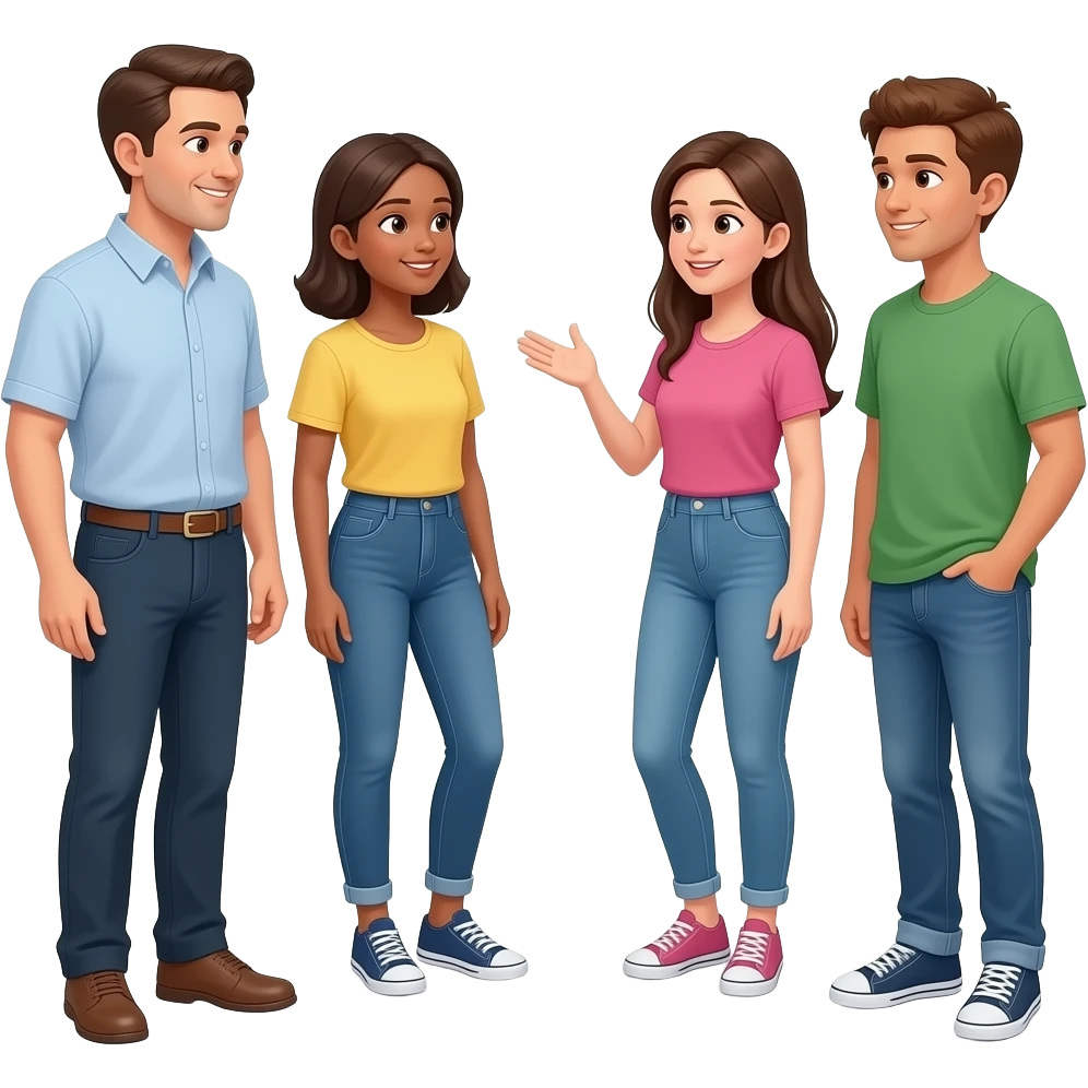 Conversation between two adults and three teenagers emoji