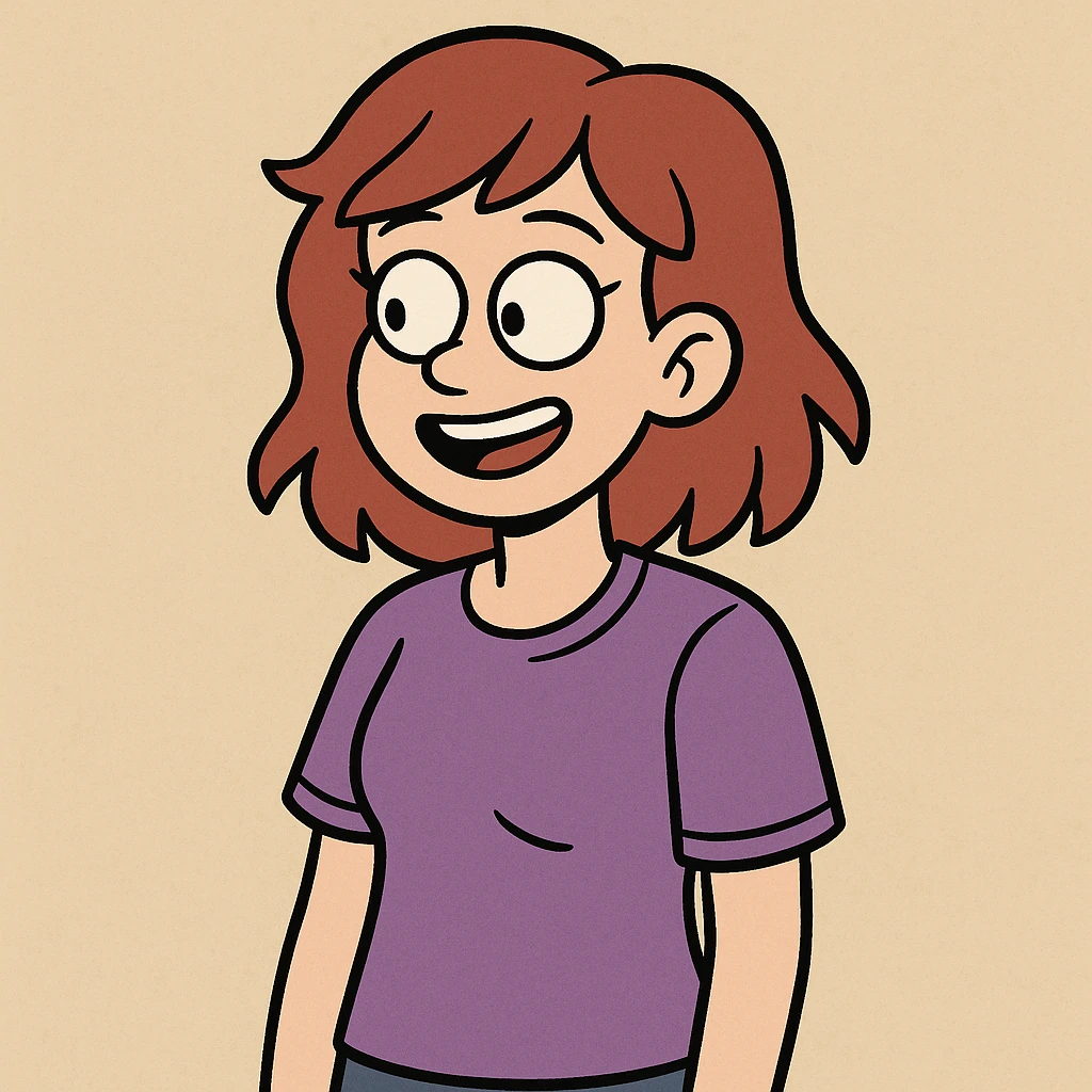 A girl wearing wearing his purple t-shirts emoji