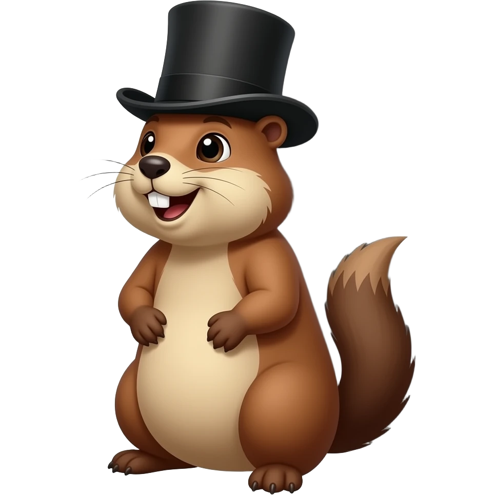 A groundhog in a top hat seeing his shadow emoji