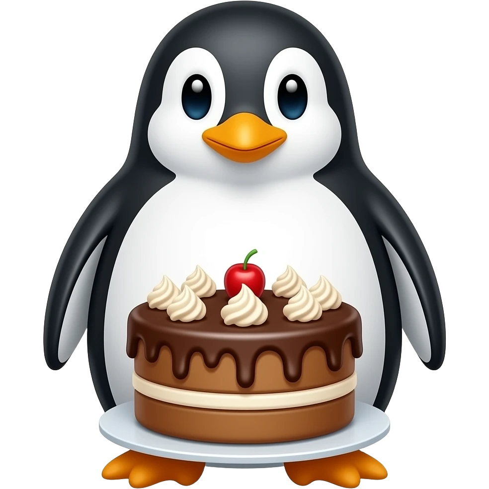 penguin chocolate cake emoji