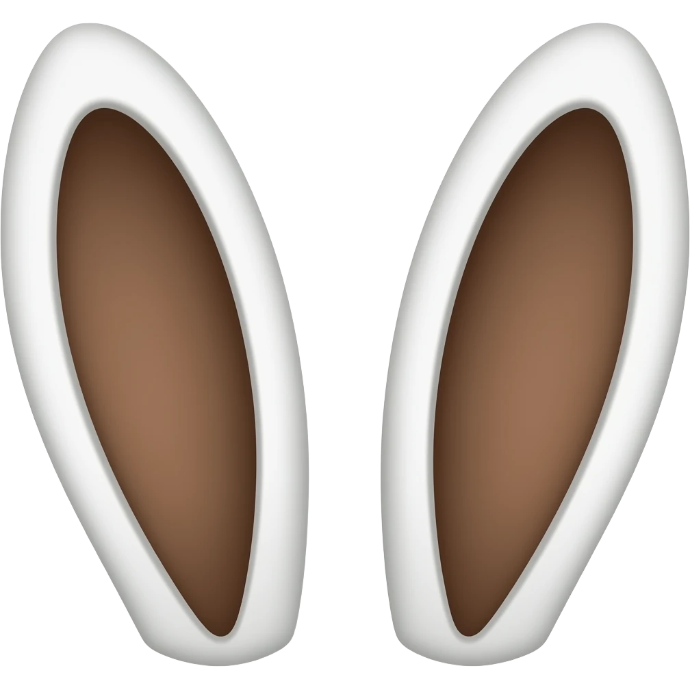 White rabbit ears with brown inner ears emoji