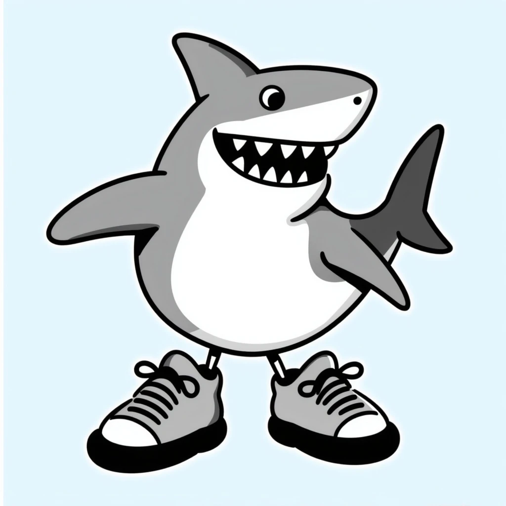 a shark wearing sneakers emoji