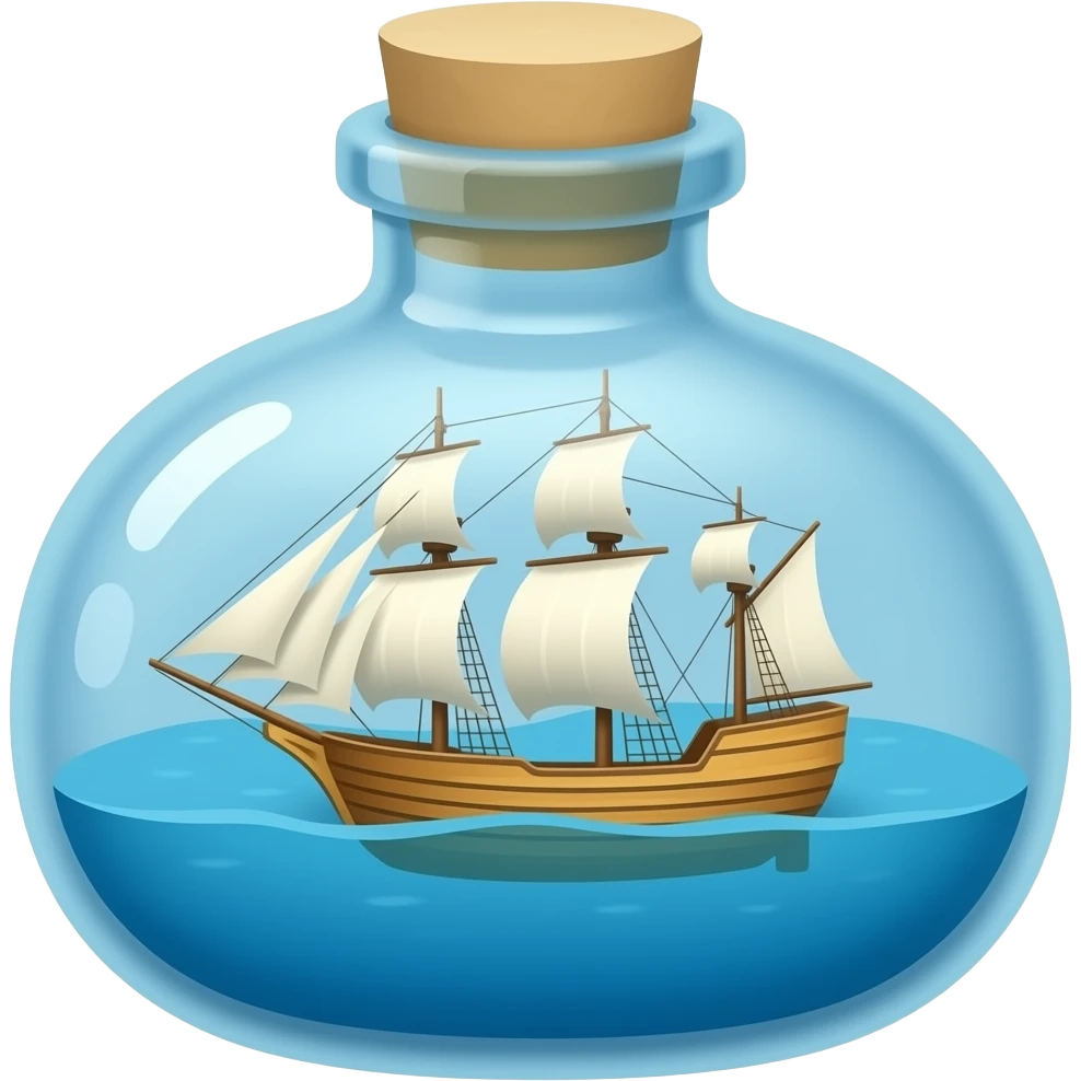 small ship inside blue bottle emoji