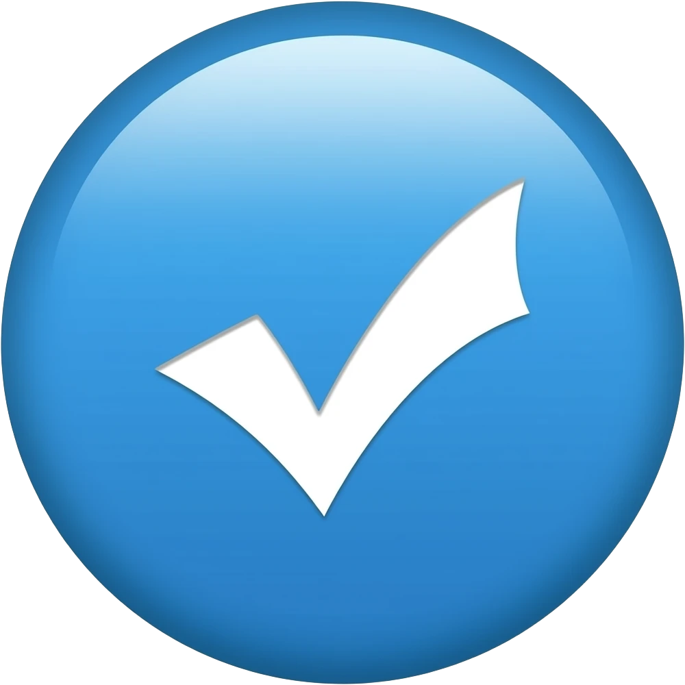 Arka pilanı mavi bir yuvarlak tam ortasında bir tik resim değil emoji kopyalamak için emoji