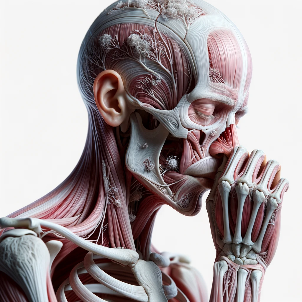 corpo umano anatomico che si soffia il naso perché ha il raffreddore, iperrealistico 4k, isolato su sfondo bianco emoji