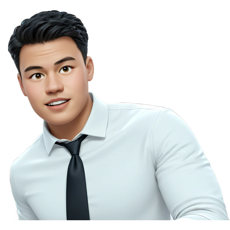 confident young man in white emoji