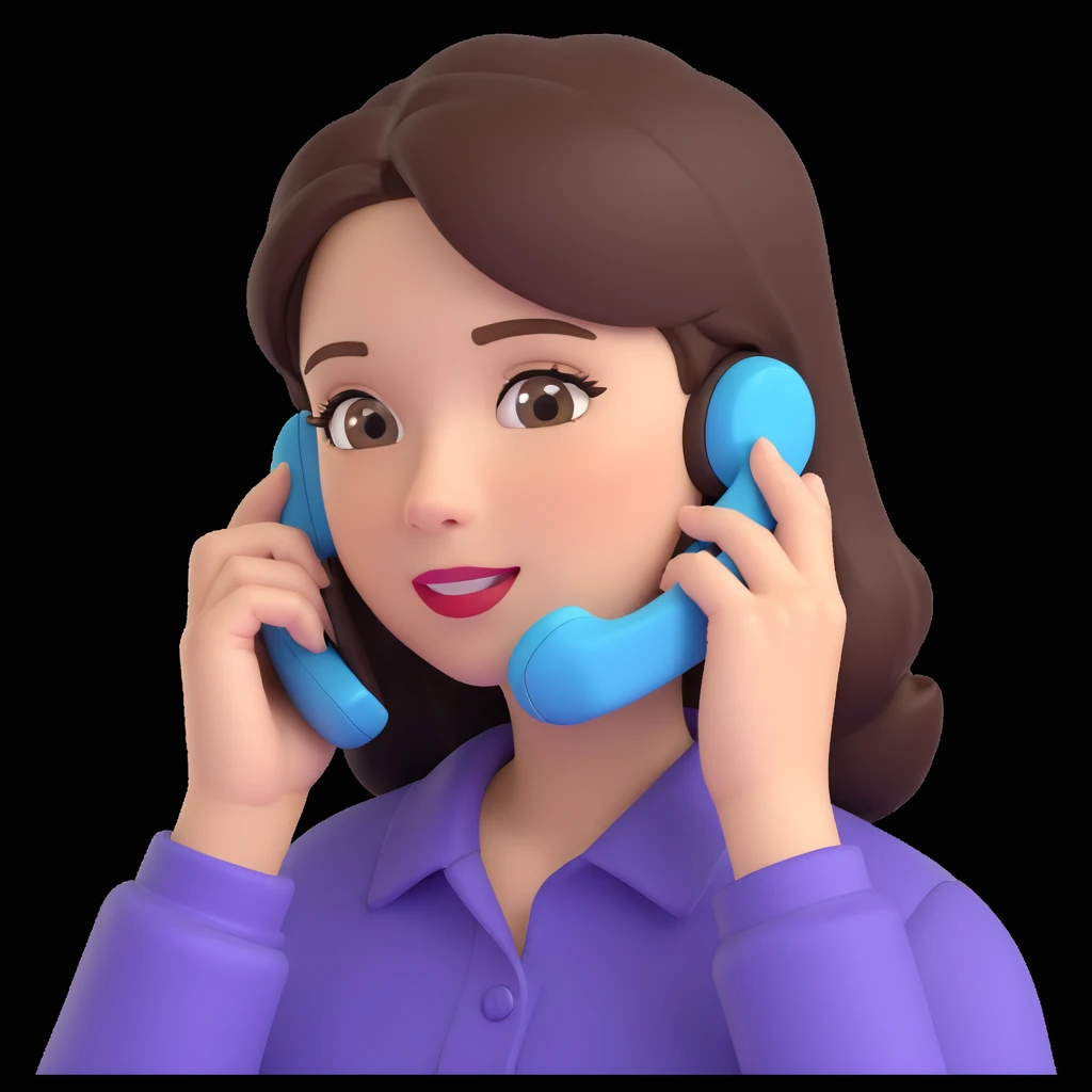 girl talking on phone, close up pose emoji