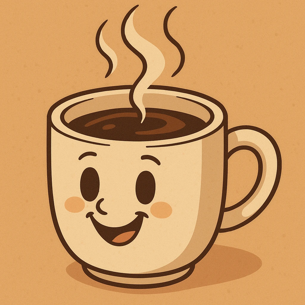 a steaming cup of coffee, inviting and warm, modern style emoji