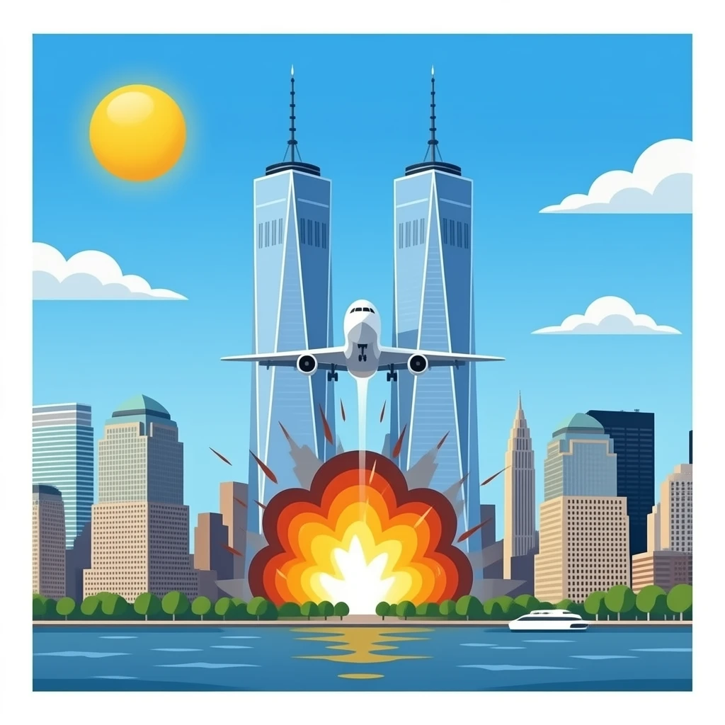 WTC twin towers hit by a plane emoji
