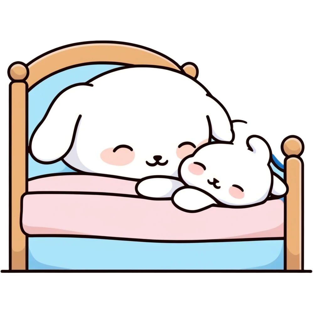 cinnamoroll character sleeping in bed emoji