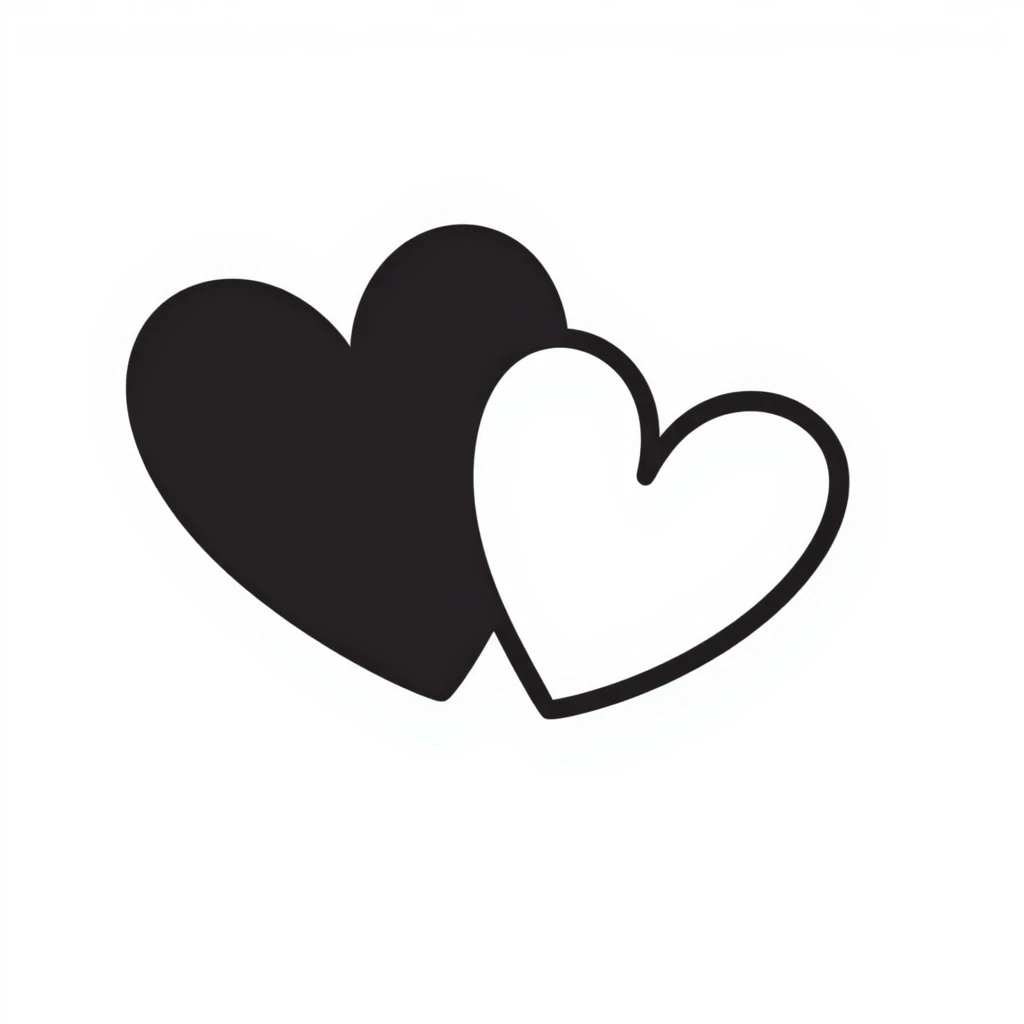 two hearts hand drawn doodle style emoji