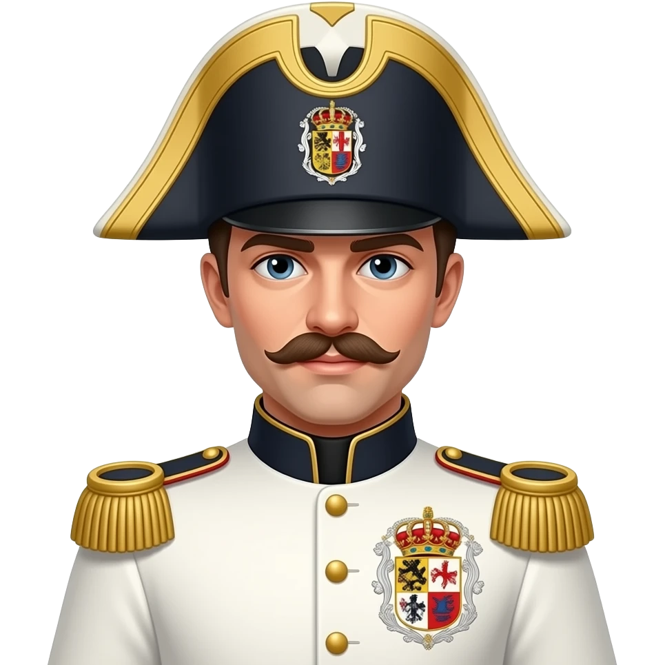 Habsburger  soldat mit weiser uniform und dreieckigen hut und  in rechter seite soll er das wappen haben emoji