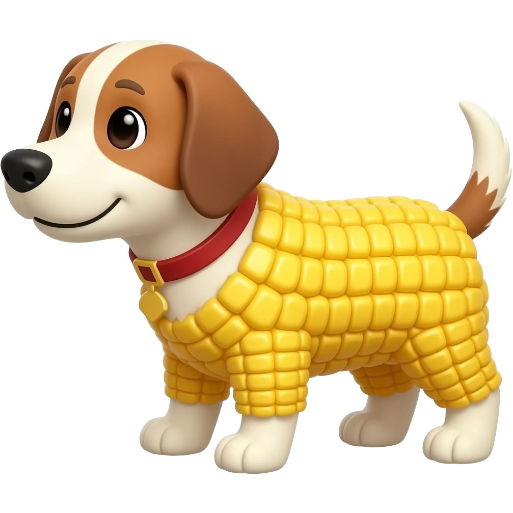 a dog cartoon made out of corn on the cob without the stem. emoji
