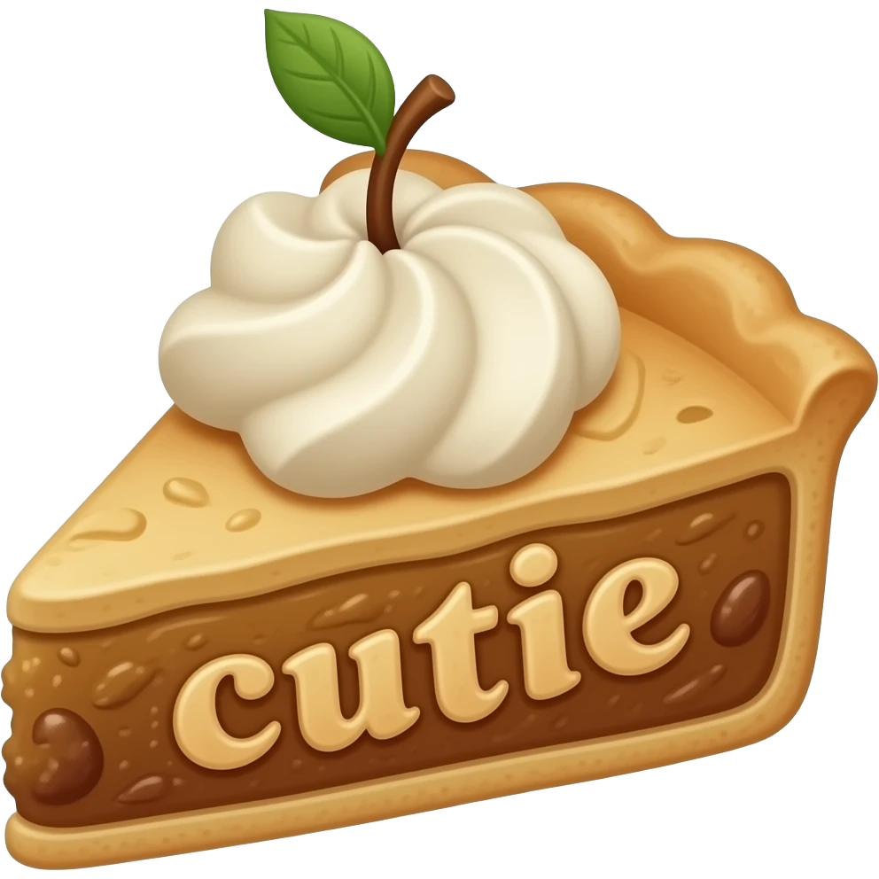 apple pie that says cutie on it emoji