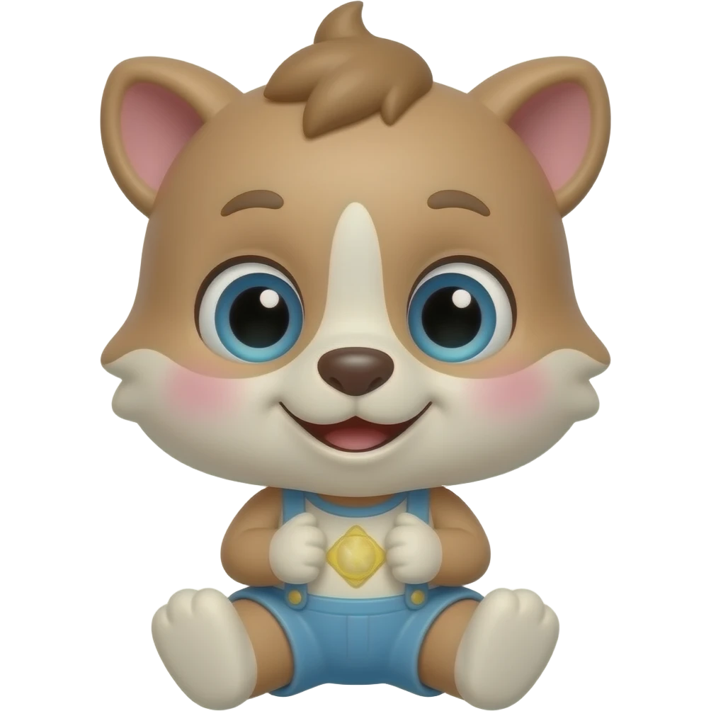 Baby Wuwu playing on the toy emoji