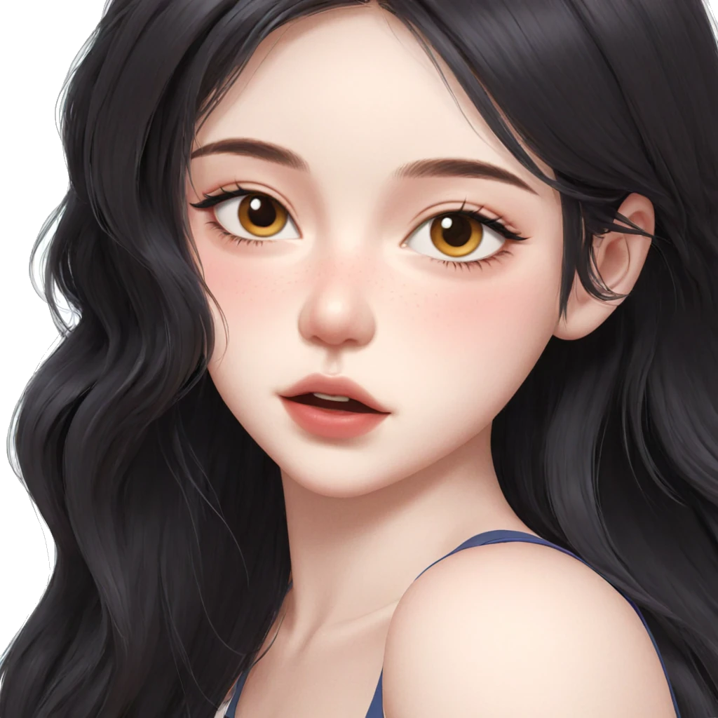 blushing girl with long hair emoji