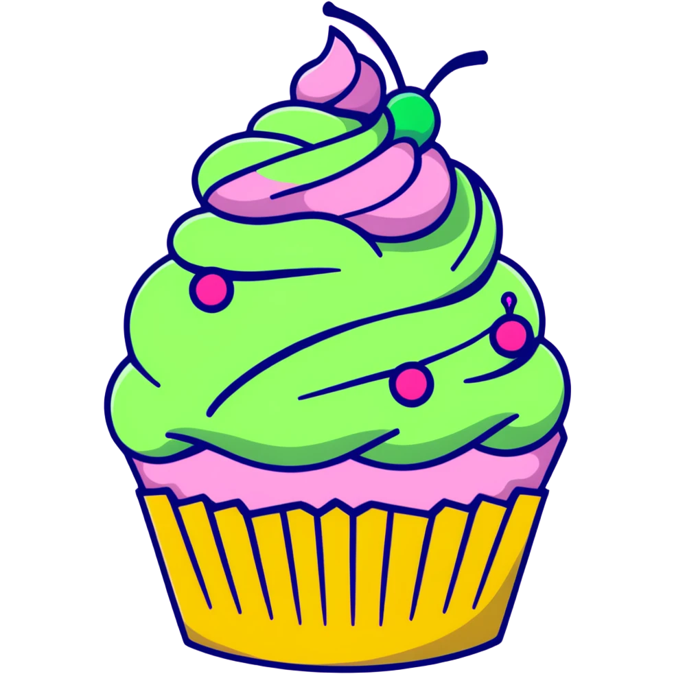 cute cupcake with swirled pink icing and colorful sprinkles emoji